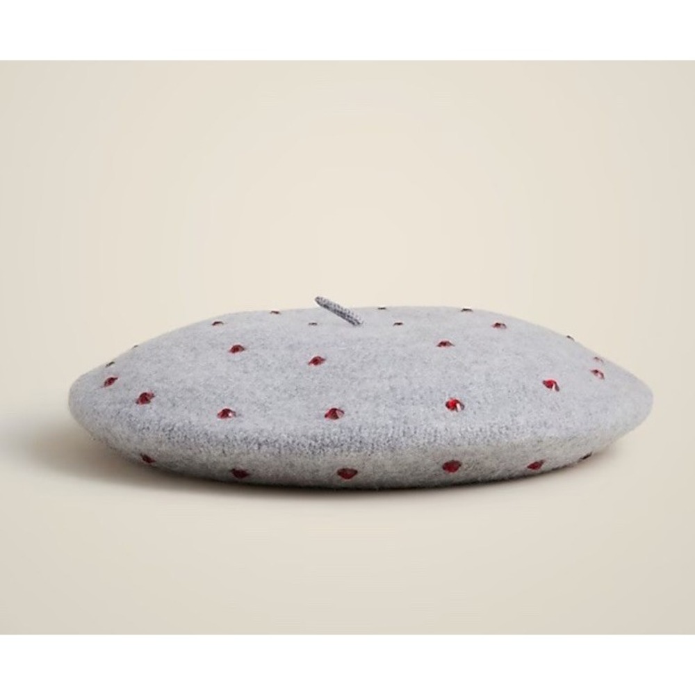 J Crew CrewCuts Girls' Wool Gray Embellished Beret NWT CF374 Parisian Paris NWT‎